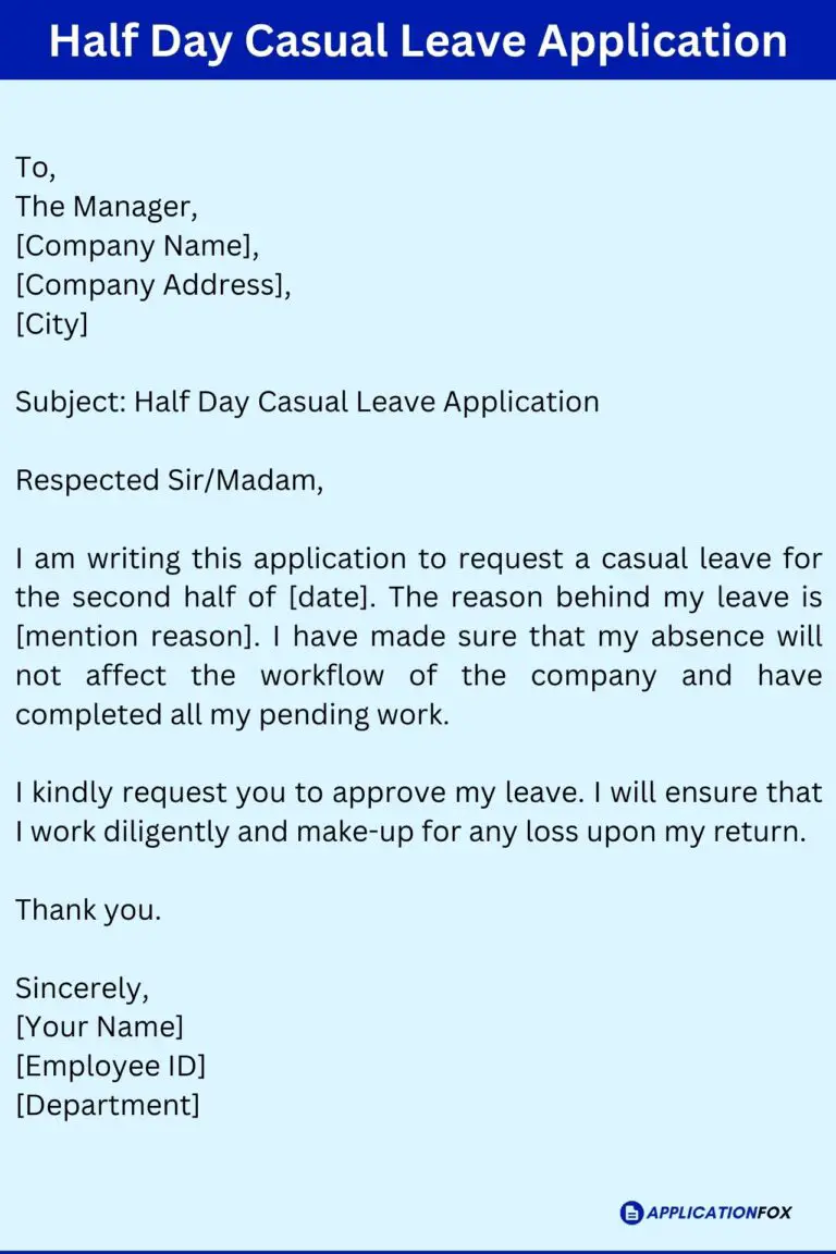 (13+ Samples) Casual Leave Application