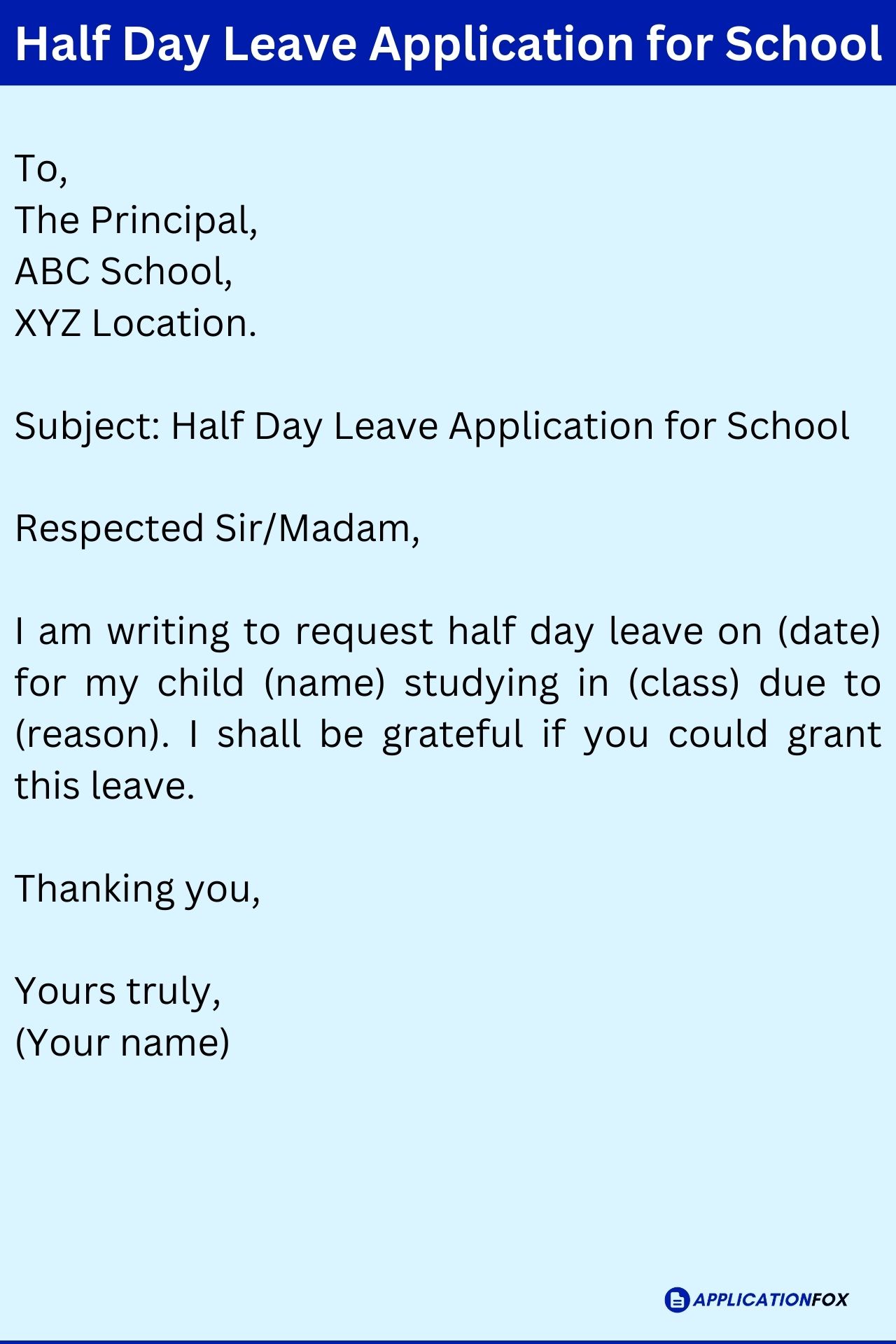 half day school notice for parents