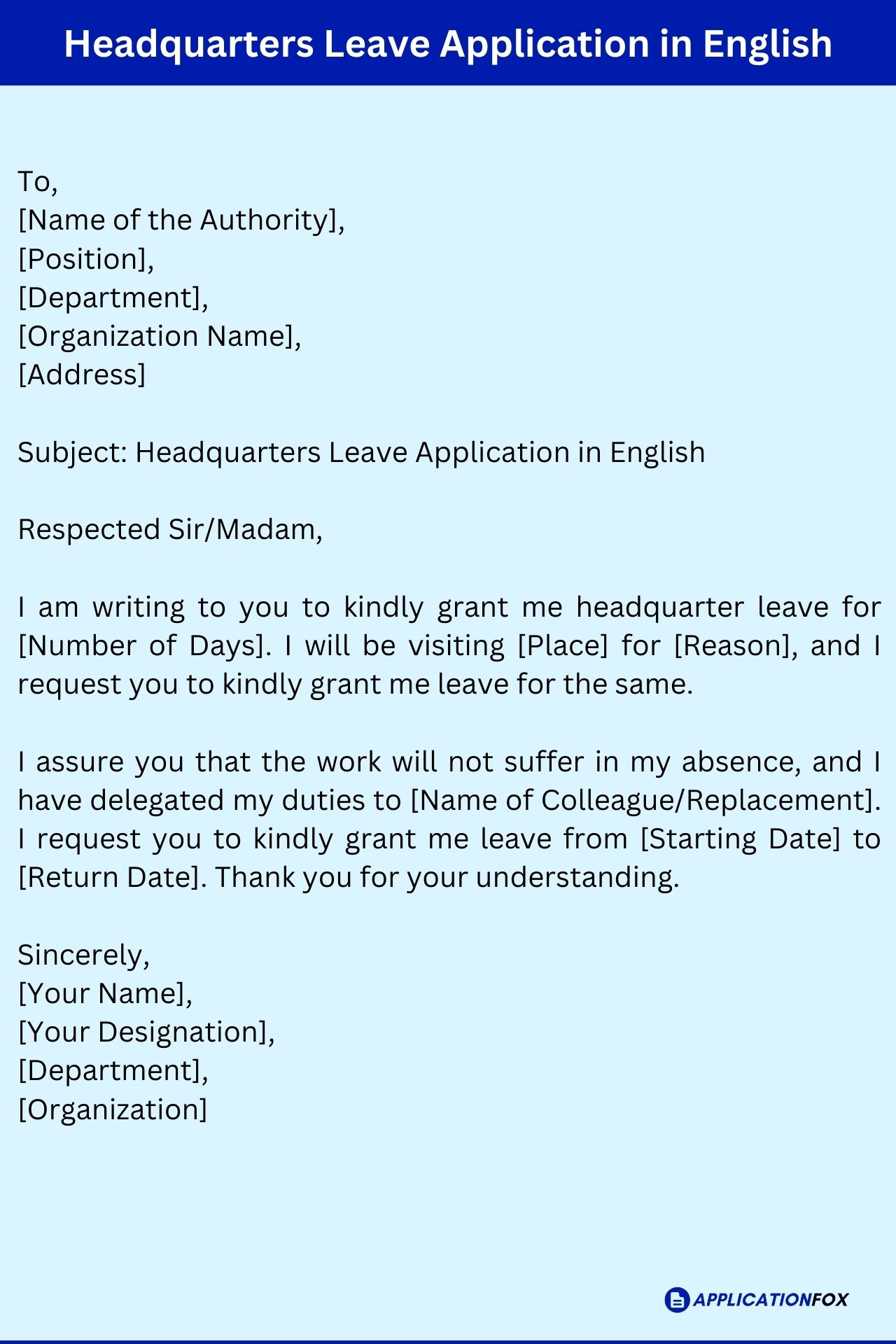 (13+ Samples) Leave Application in English