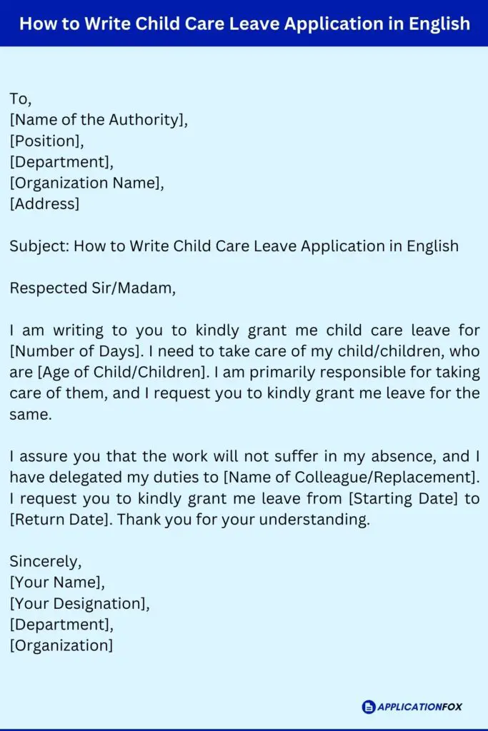 How to Write Child Care Leave Application in English