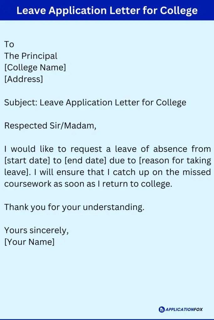 leave application letter college