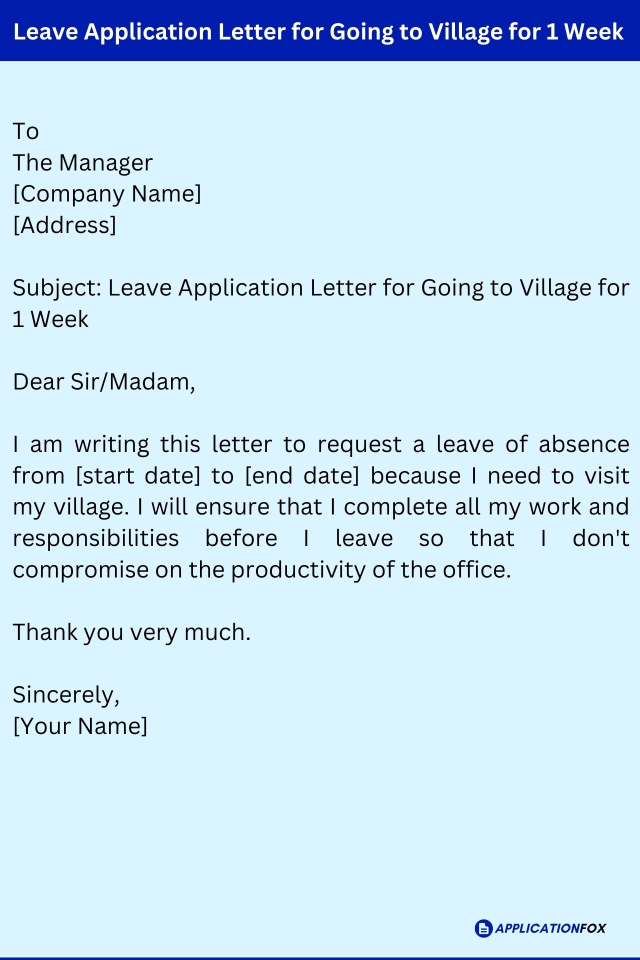 (9 Samples) Leave Application Letter