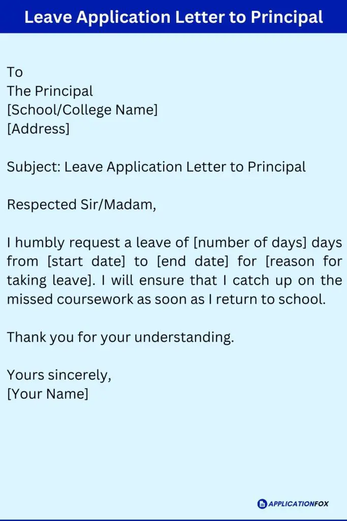 Leave Application Letter to Principal