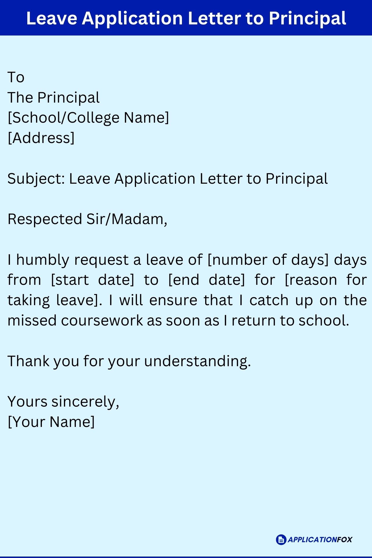 leave application letter to a teacher