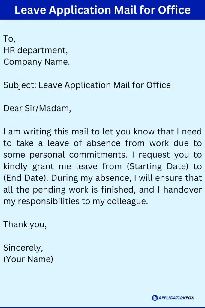 Leave Application Mail for Office