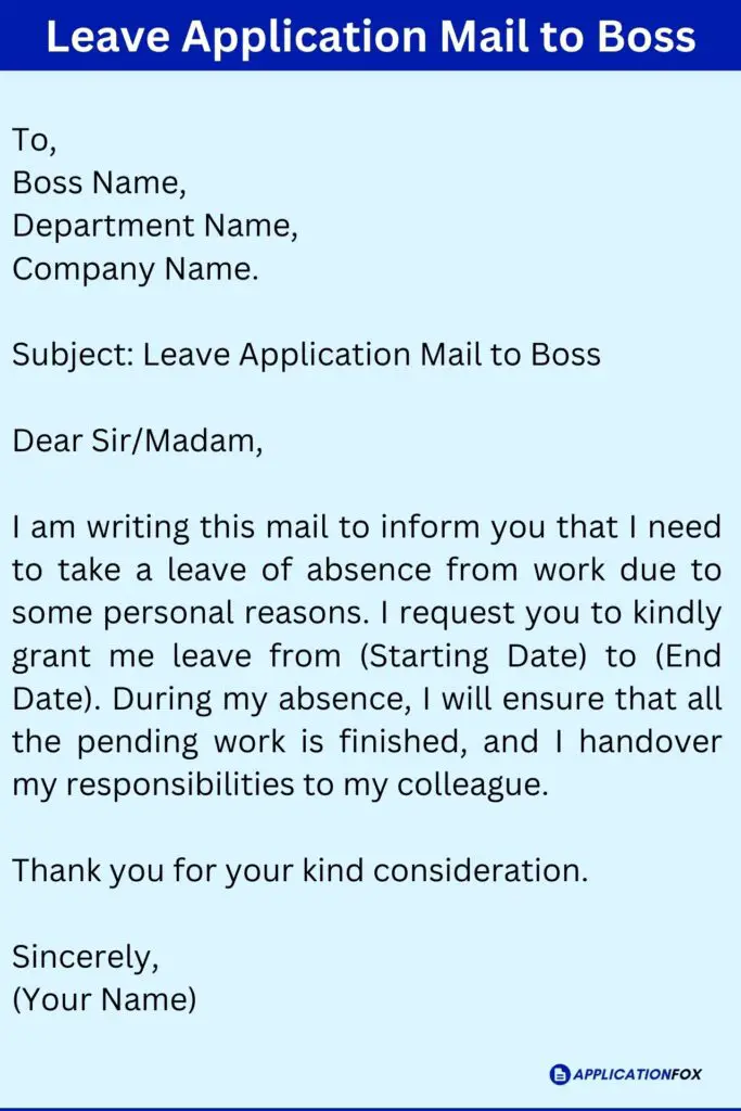 Leave Application Mail to Boss