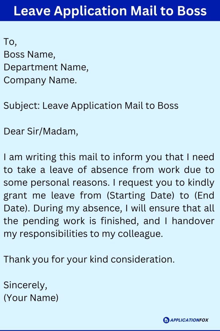 (7+ Samples) Leave Application Mail