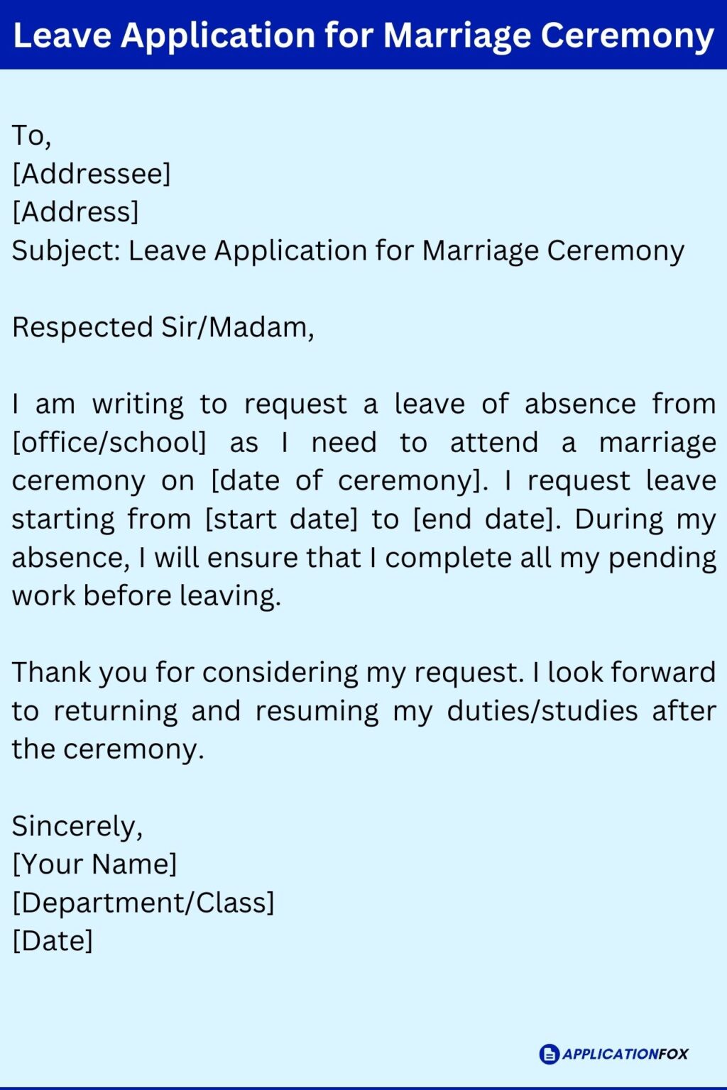 application letter for leave to attend marriage