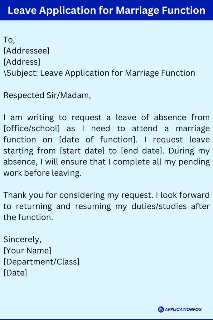 Leave Application for Marriage Function