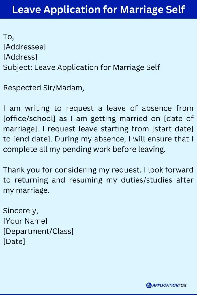 Leave Application for Marriage Self