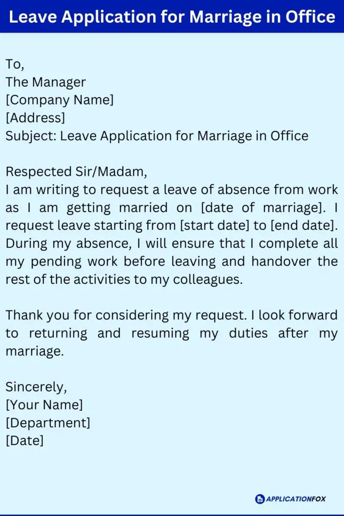 Leave Application for Marriage in Office