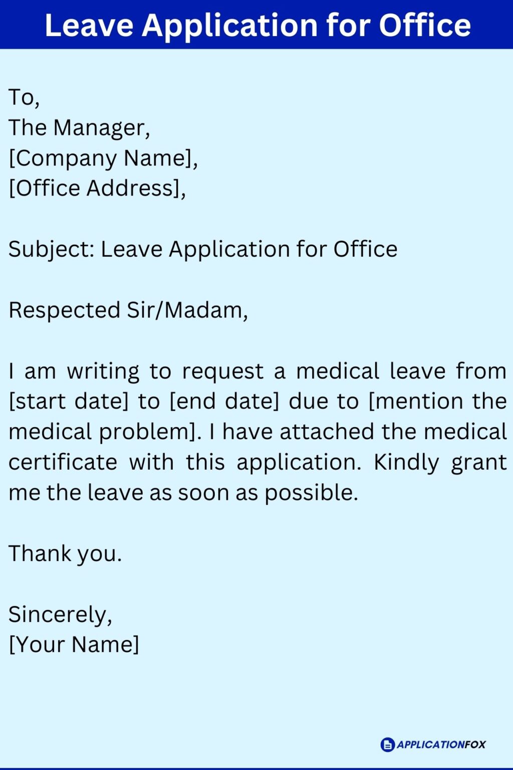 medical leave application mail format