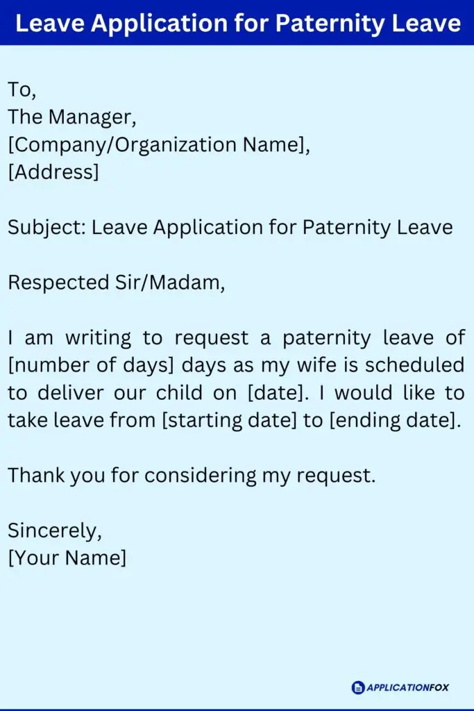  5 Samples Paternity Leave Application