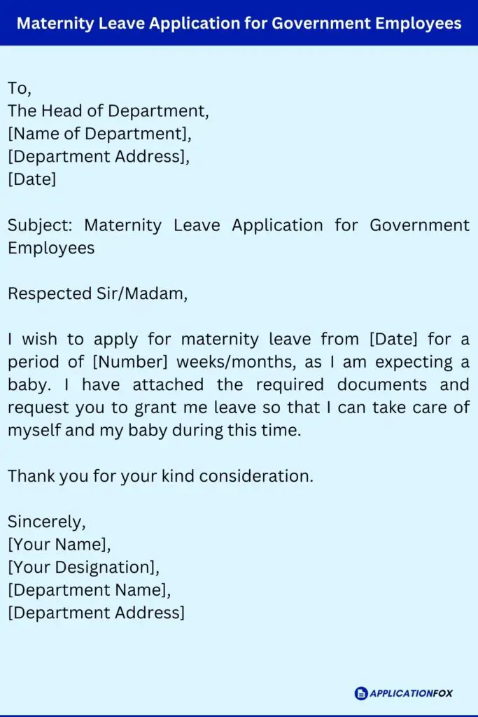 Maternity Leave Application for Government Employees