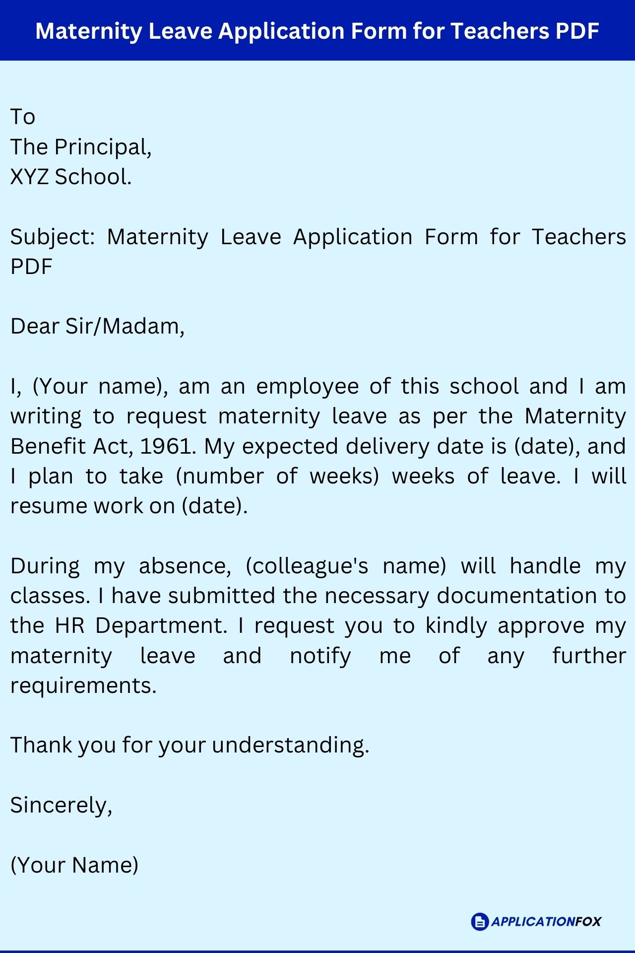 (7+ Samples) Maternity Leave Application for Teachers