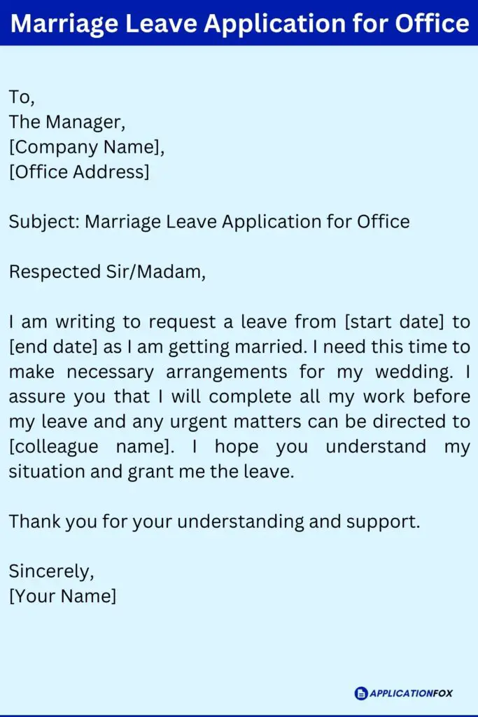 Marriage Leave Application for Office