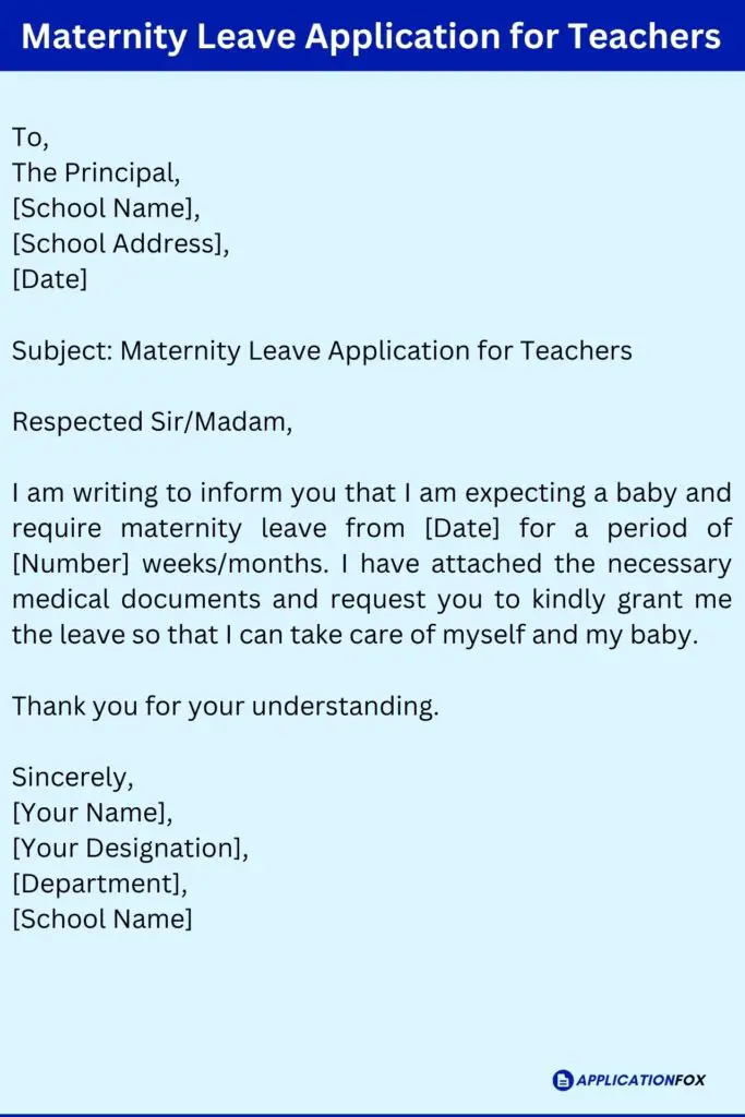 Maternity Leave Application for Teachers