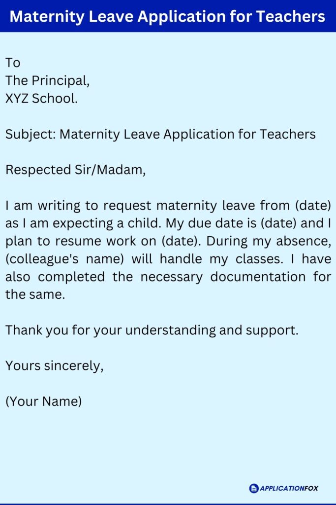 Maternity Leave Application for Teachers
