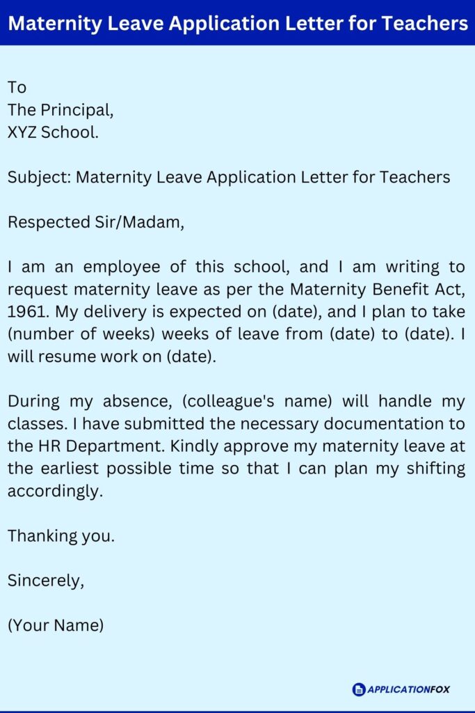 Maternity Leave Application Letter for Teachers