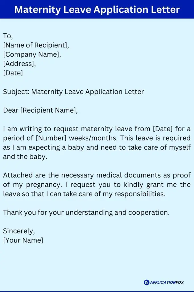 Maternity Leave Application Letter