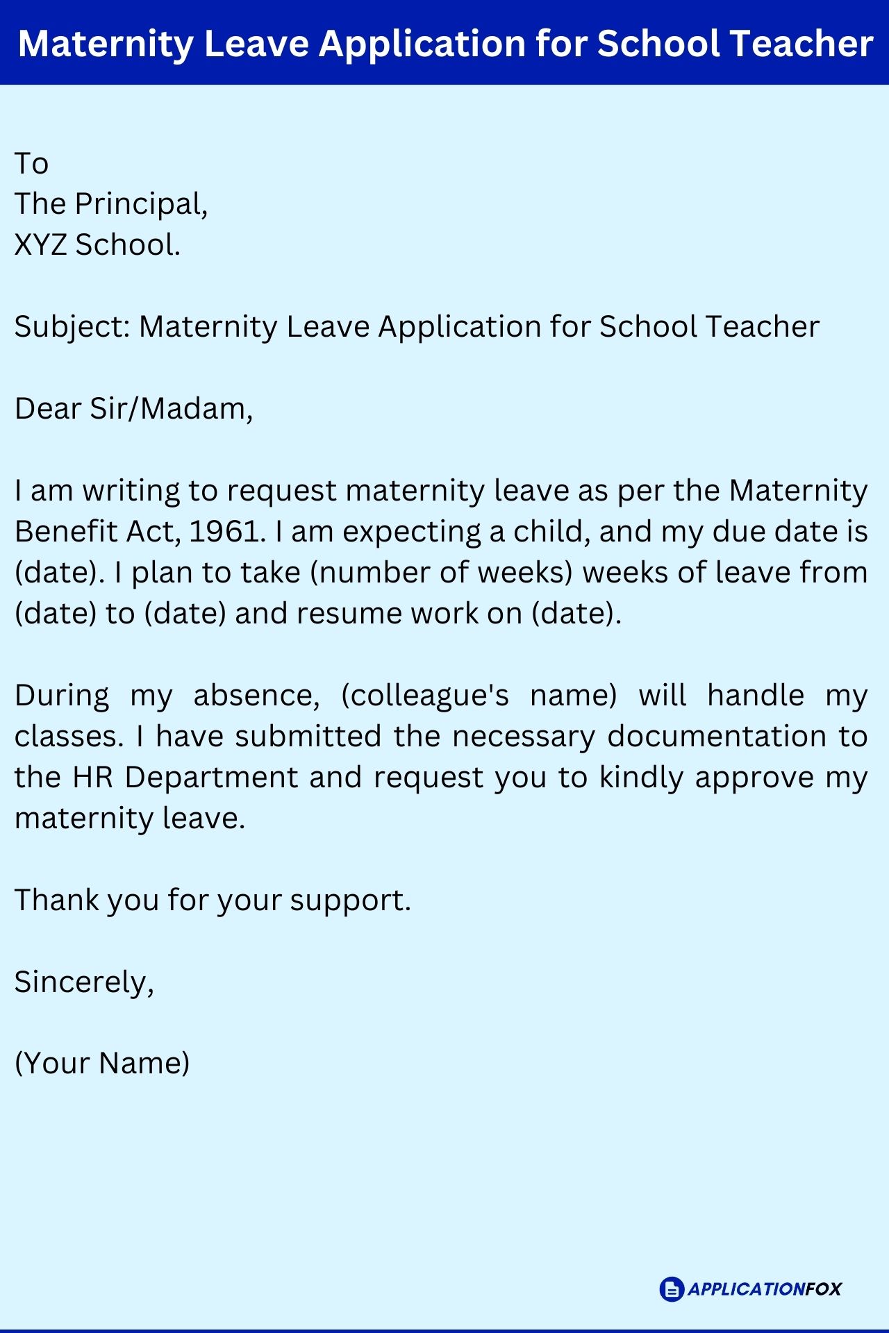 (7+ Samples) Maternity Leave Application for Teachers