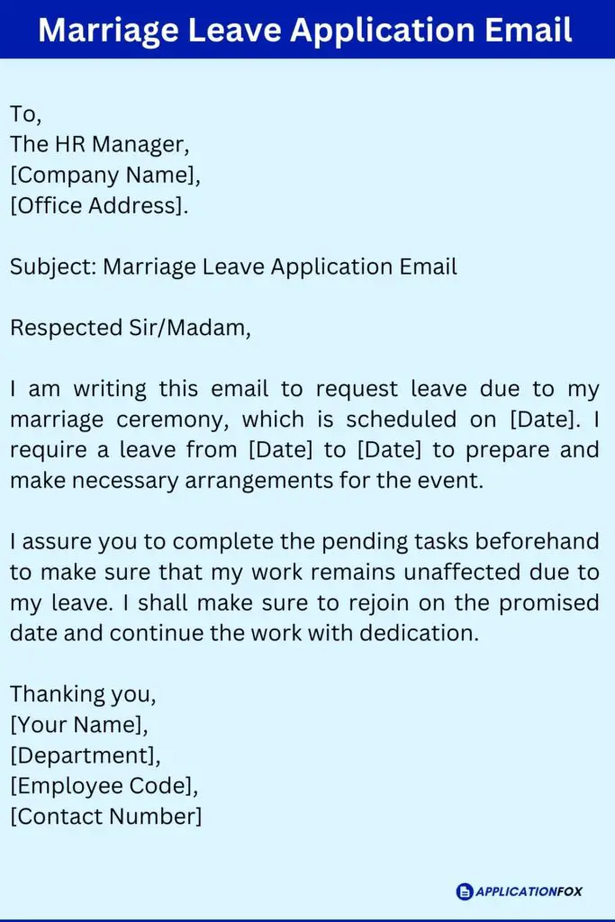 Marriage Leave Application Email