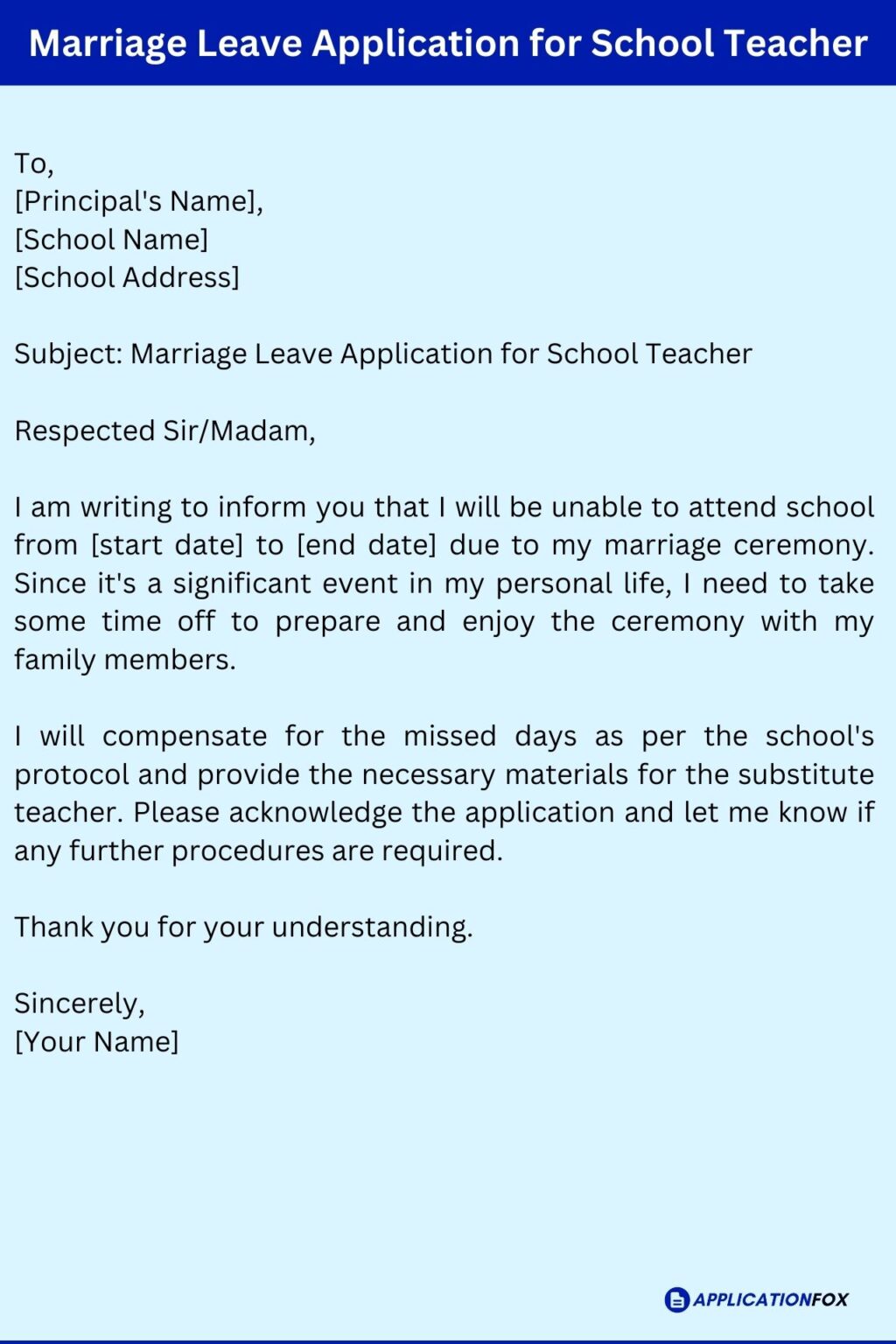 application for leave of absence in school due to marriage function