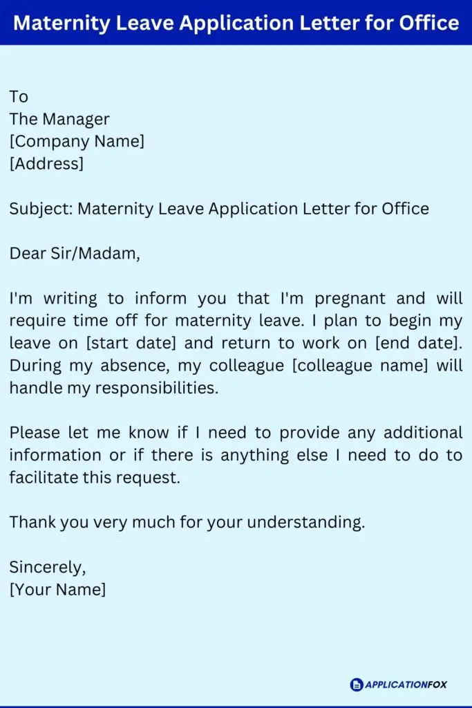 Maternity Leave Application Letter for Office