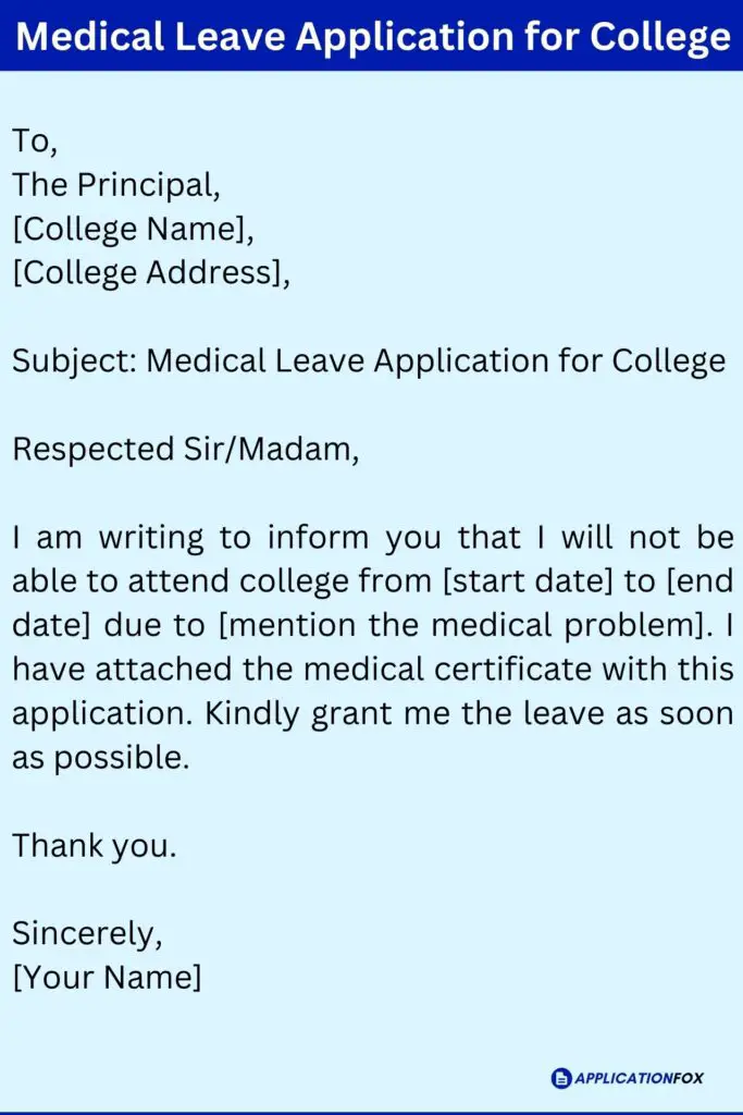 Medical Leave Application for College