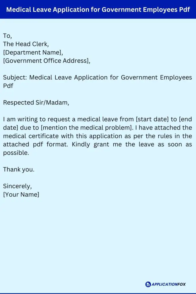 Medical Leave Application for Government Employees Pdf