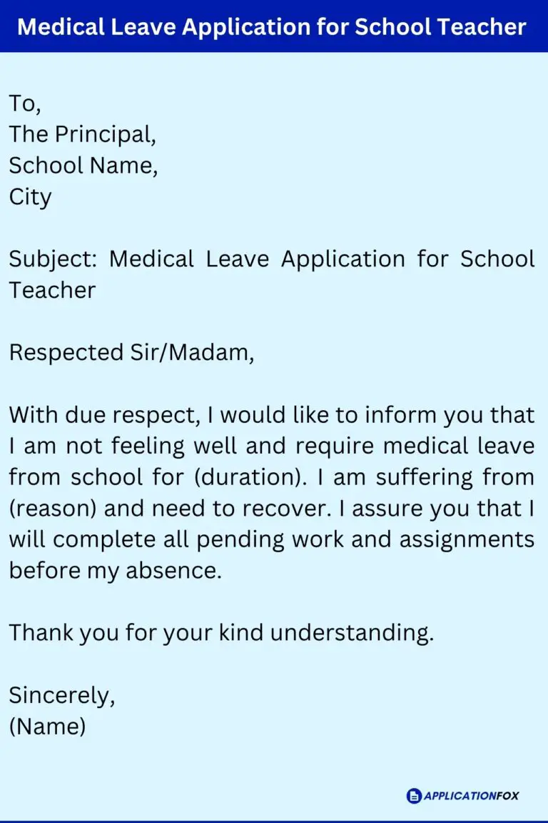 (5 Samples) Medical Leave Application for School
