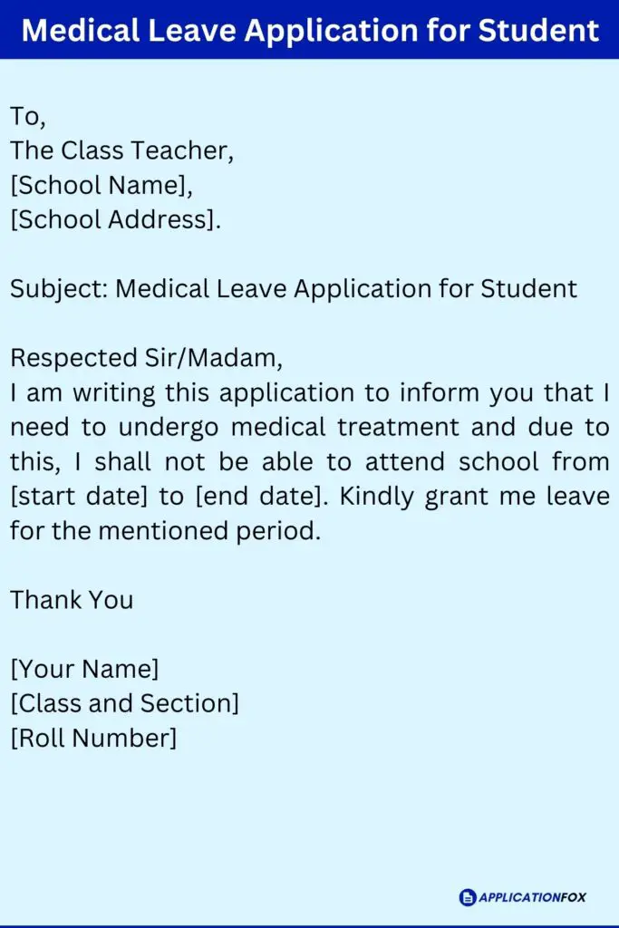 Medical Leave Application for Student