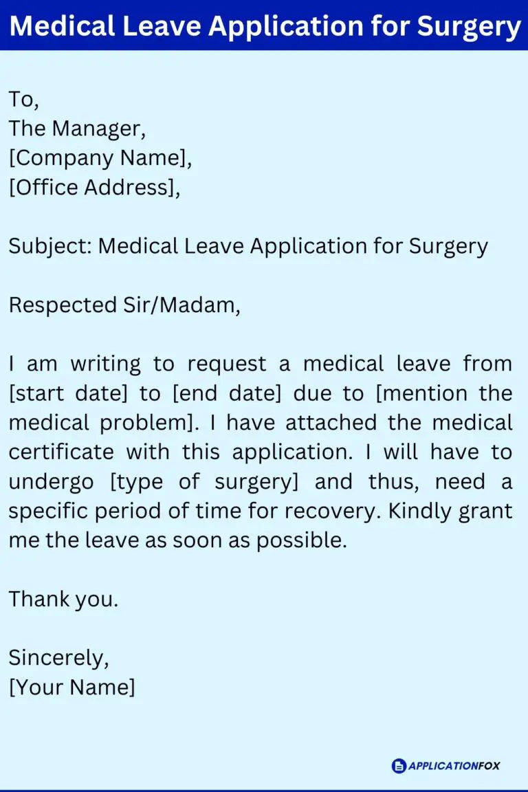 (7+ Samples) Medical Leave Application