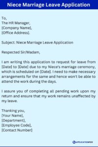 (9 Samples) Marriage Leave Application