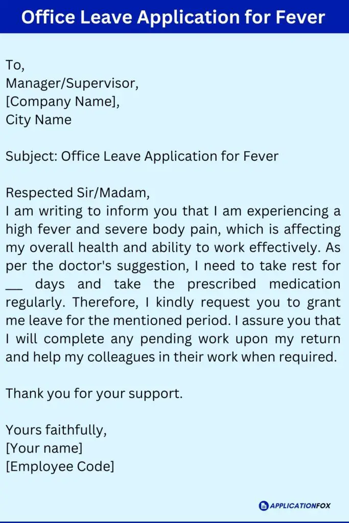 Office Leave Application for Fever