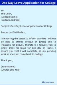 (7+ Samples) One Day Leave Application