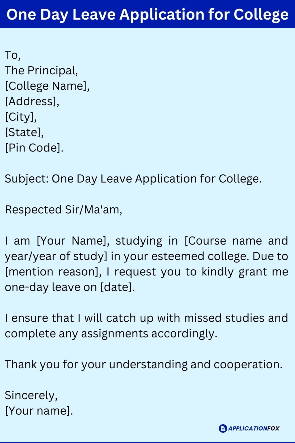 (9 Samples) Leave Application for College