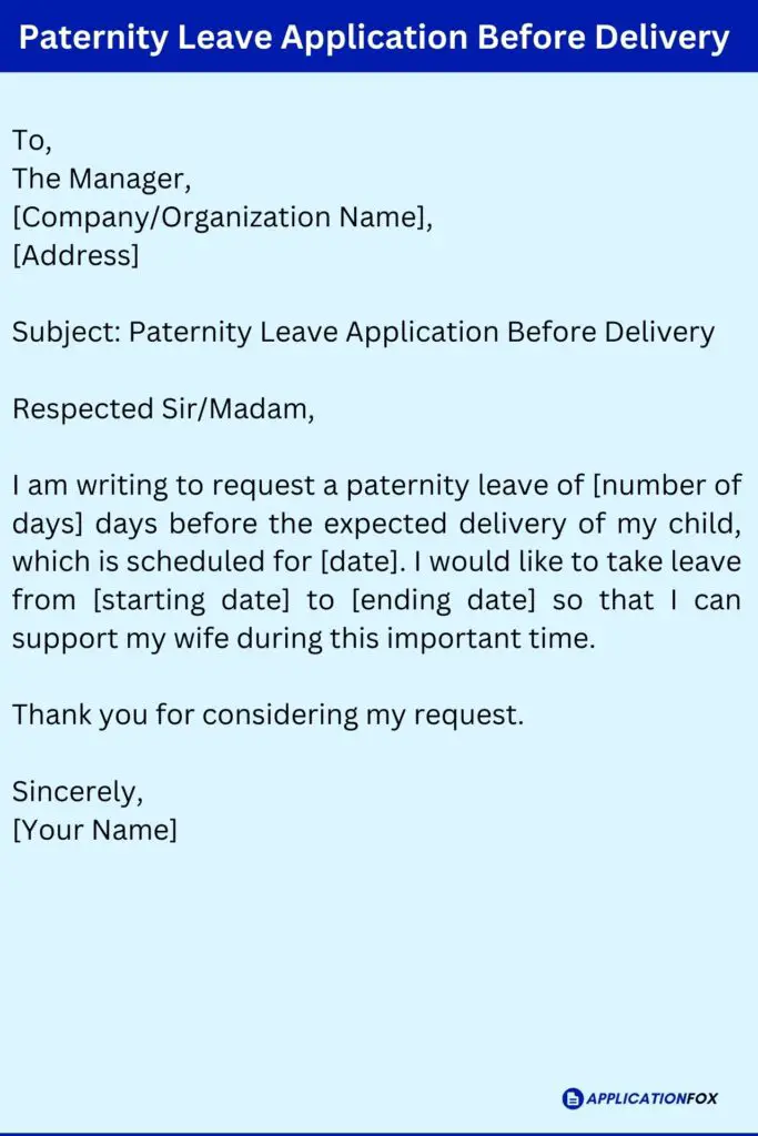  5 Samples Paternity Leave Application