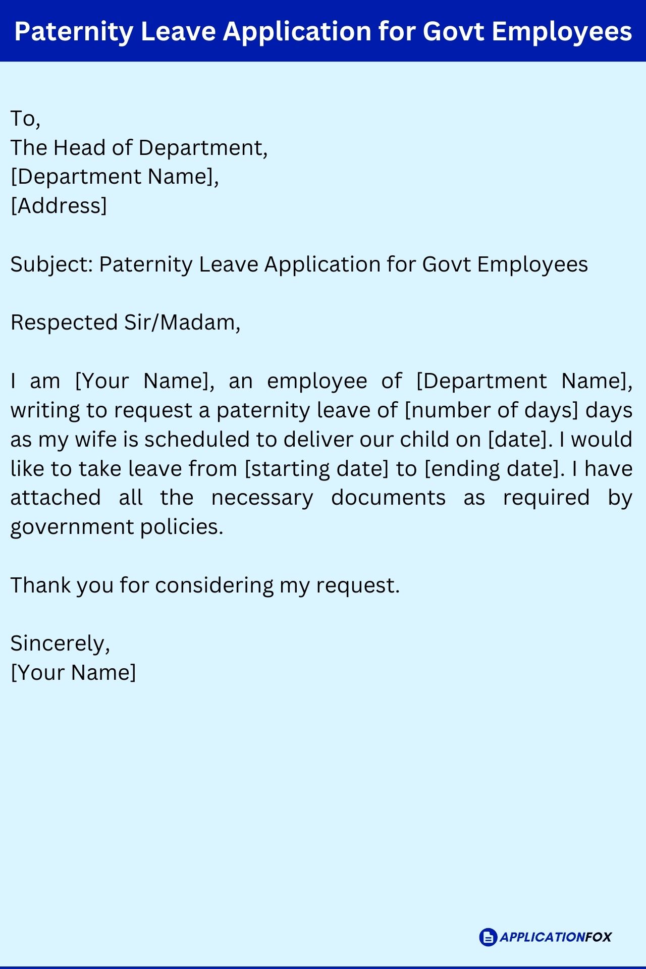application letter for paternity leave