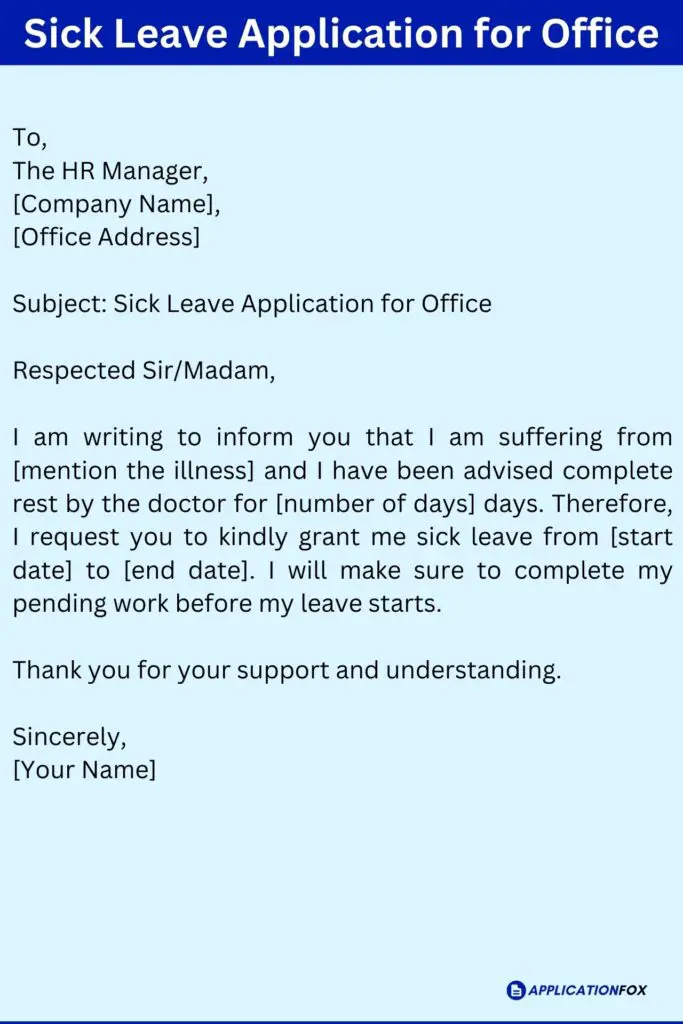 Sick Leave Application for Office
