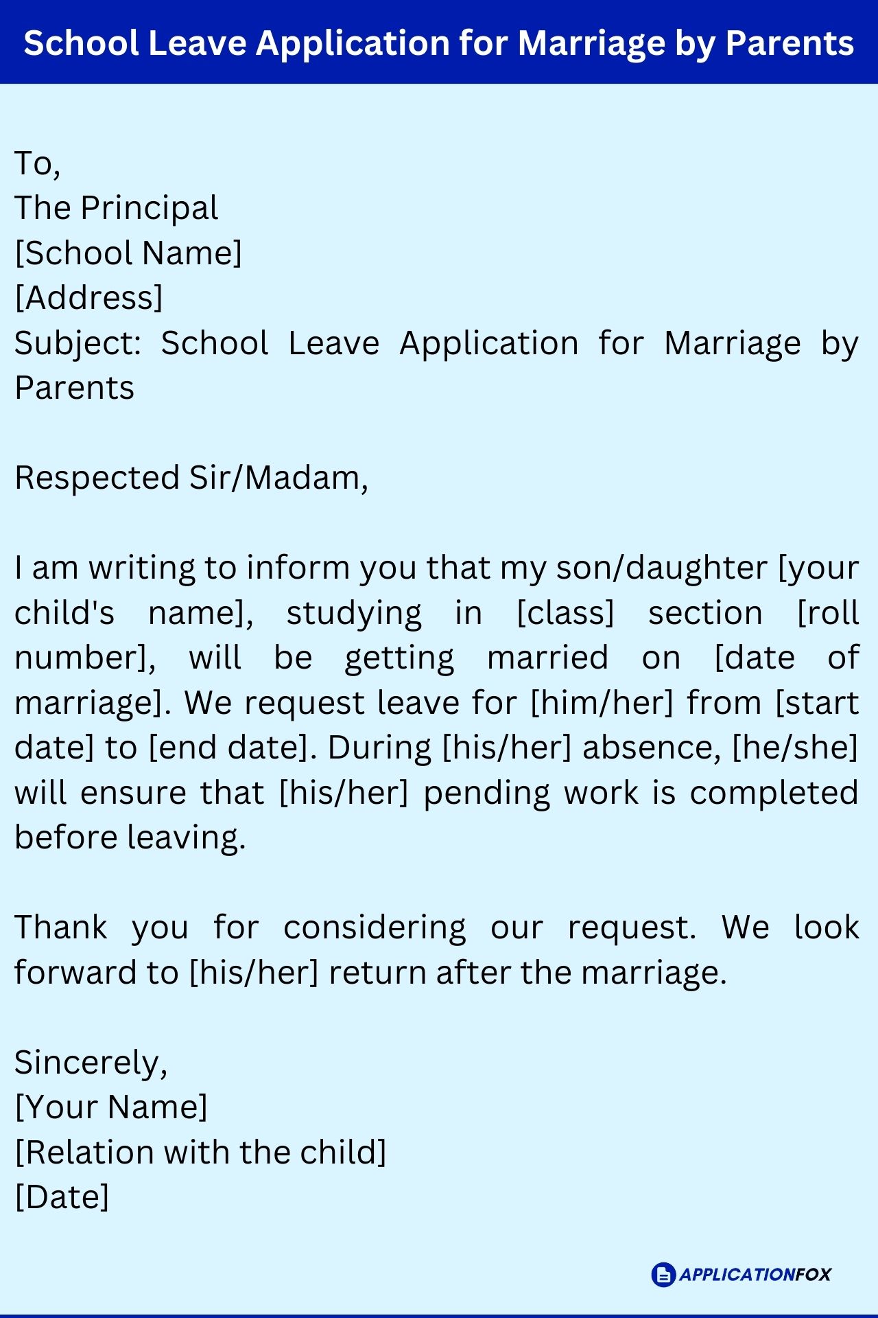 leave application letter marriage