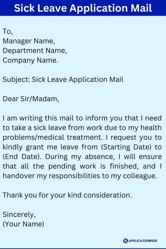 Sick Leave Application Mail