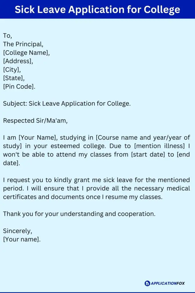Sick Leave Application for College