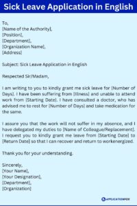 Sgli Example Leave (13+ Samples) Leave Application in English