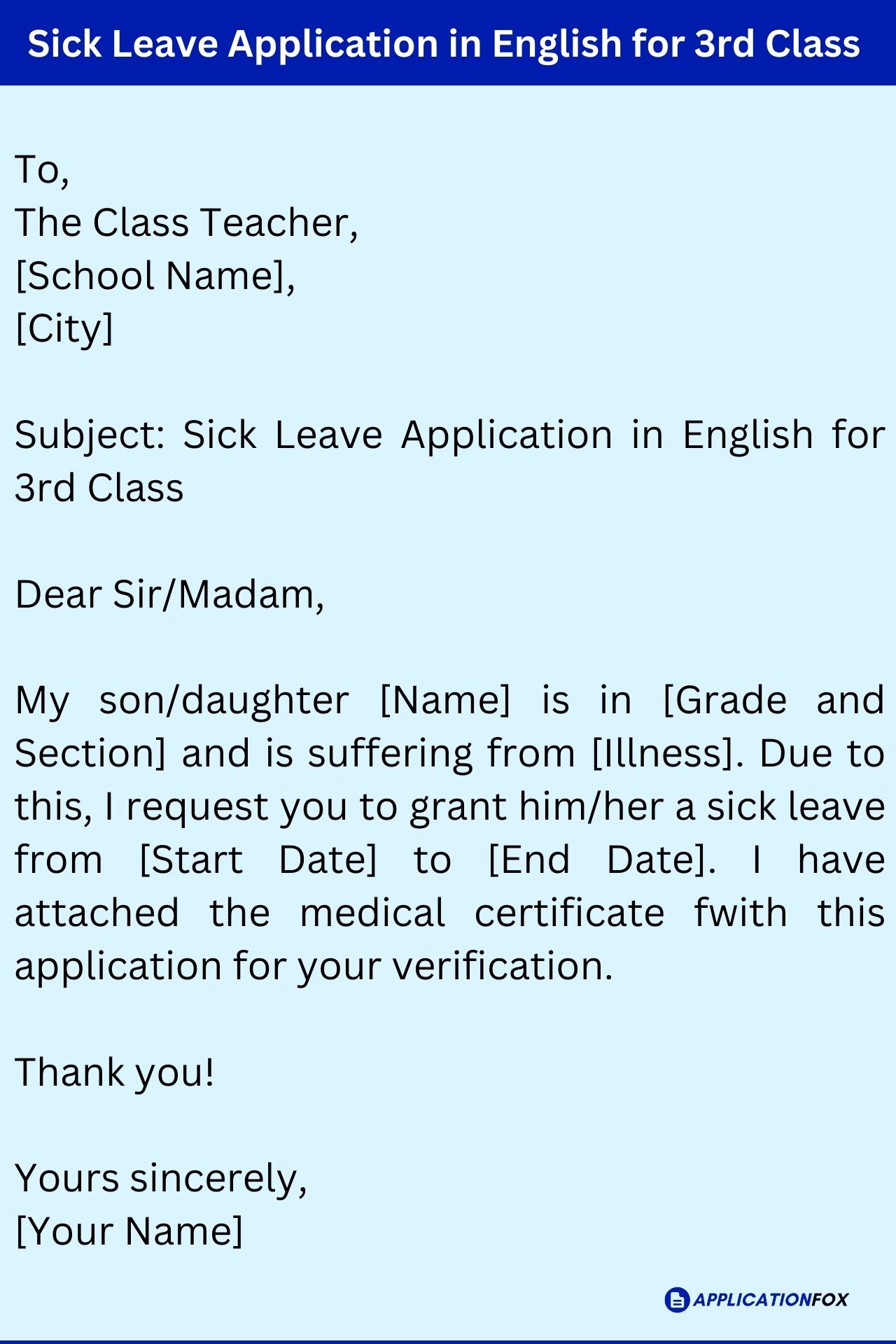 (5+ Samples) Sick leave application in English