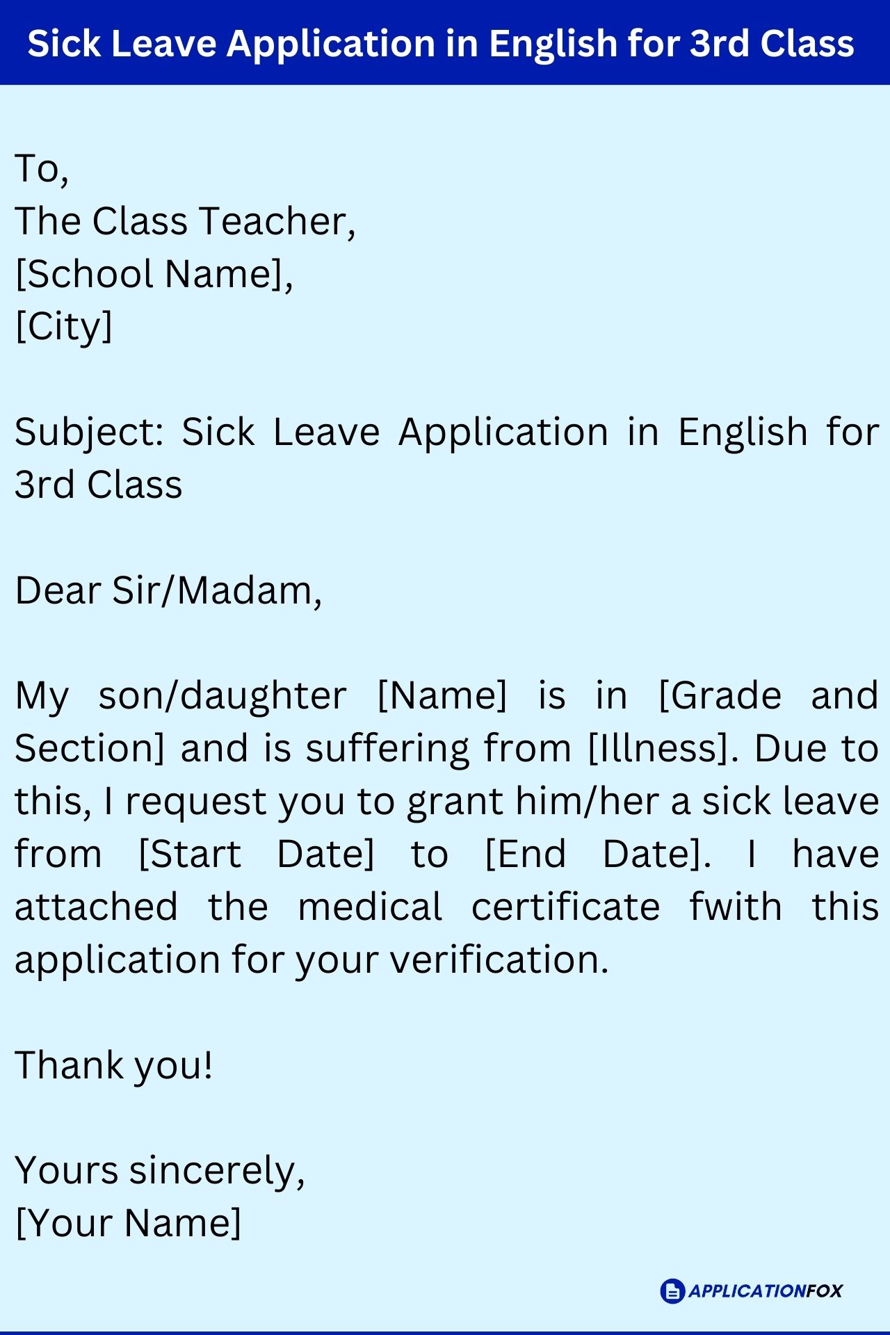  5 Samples Sick Leave Application In English