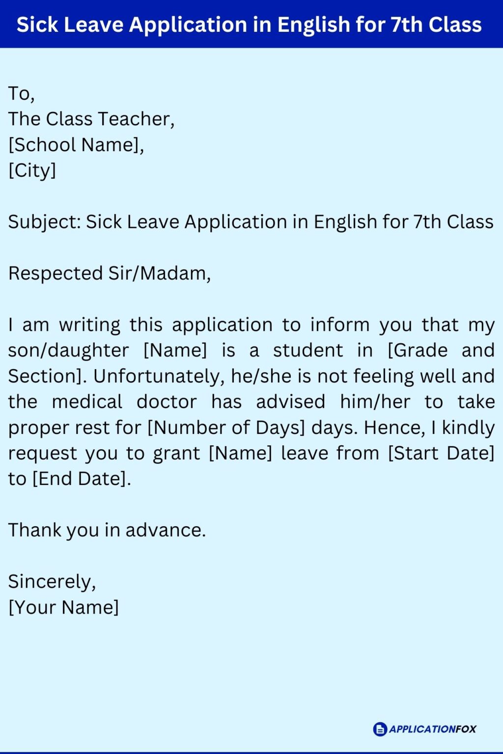 (5+ Samples) Sick leave application in English