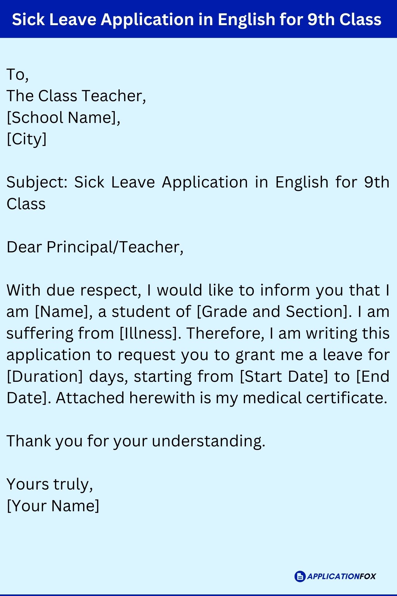 (5+ Samples) Sick Leave Application In English