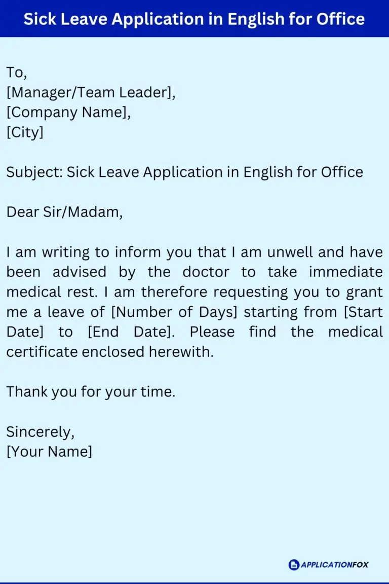 (5+ Samples) Sick Leave Application In English