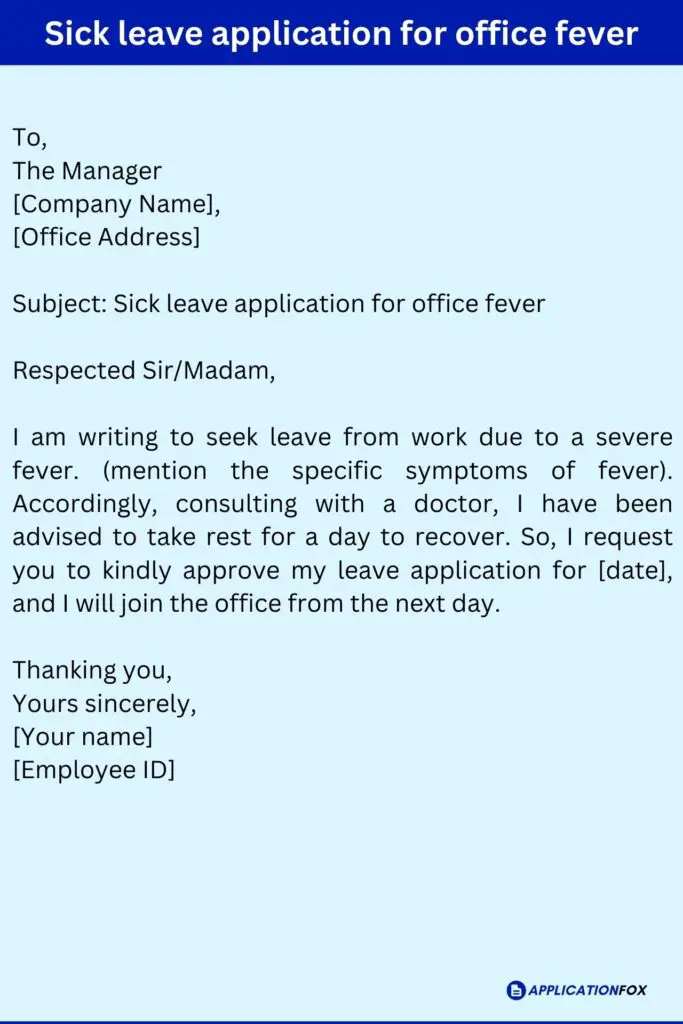 Sick leave application for office fever
